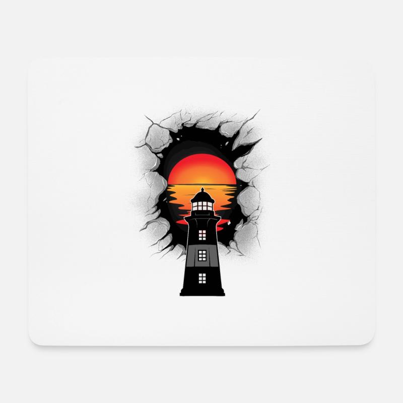 Leuchtturm Leuchttürme maritim Sonnenuntergang - Mousepad (Querformat) - Weiß