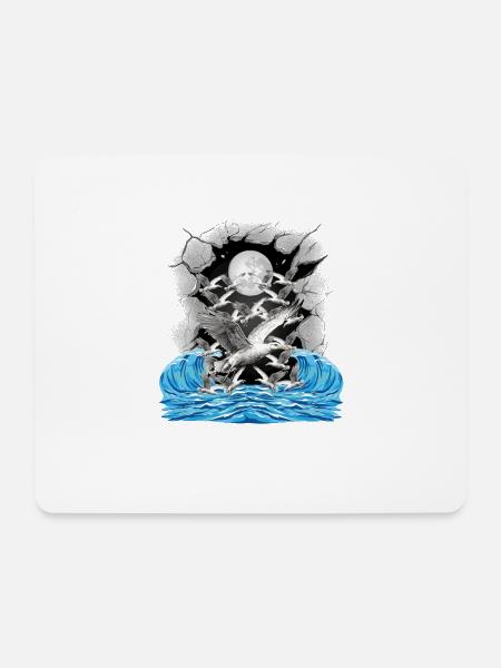 maritim Meer Möwen Möwe Natur See Wellen - Mousepad (Querformat) - Weiß