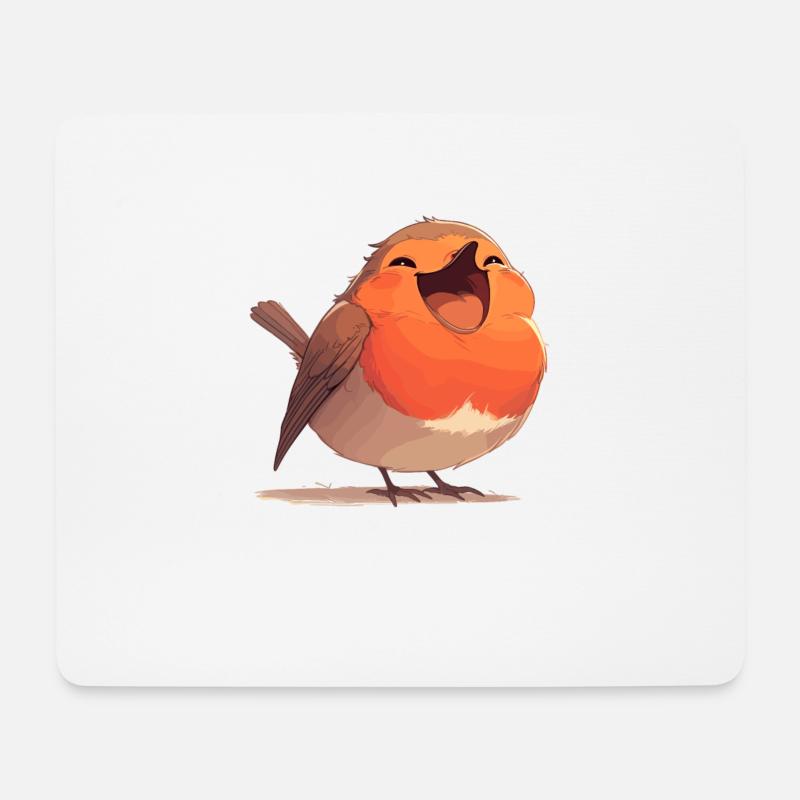 Robin Rotkehlchen - Mousepad (Querformat) - Weiß
