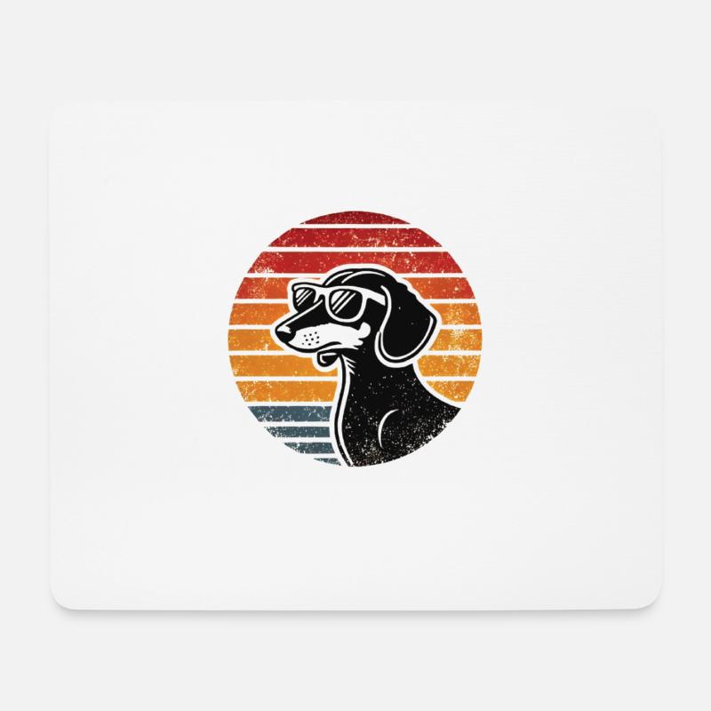 Retro Hunde Dackel Sonnenbrille Vintage Hund - Mousepad (Querformat) - Weiß