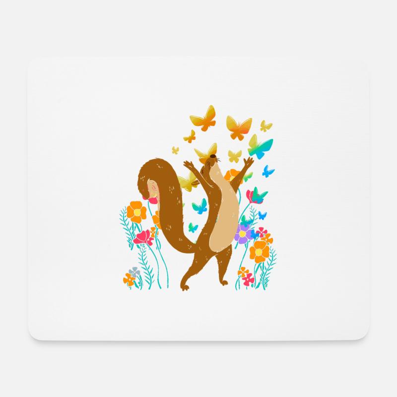 Eichhorn Blumen Schmetterlinge Kind Kinder Baby - Mousepad (Querformat) - Weiß