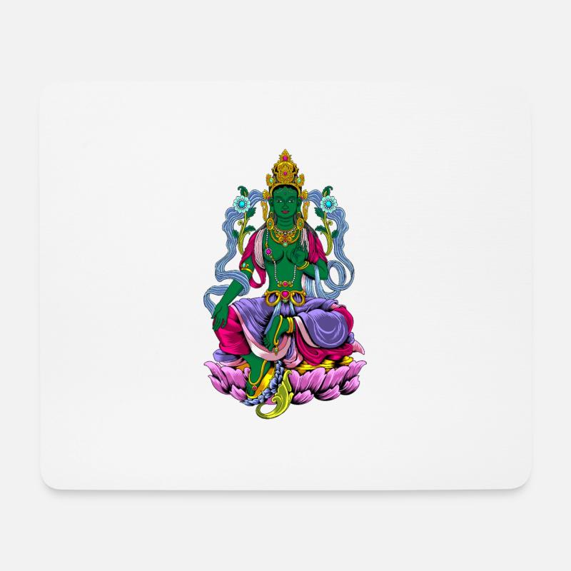 Buddhismus Gott Bodhisattva Grüne Tara - Mousepad (Querformat) - Weiß