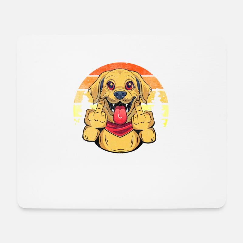 Lustiger Hund zeigt den Mittelfinger - Mousepad (Querformat) - Weiß