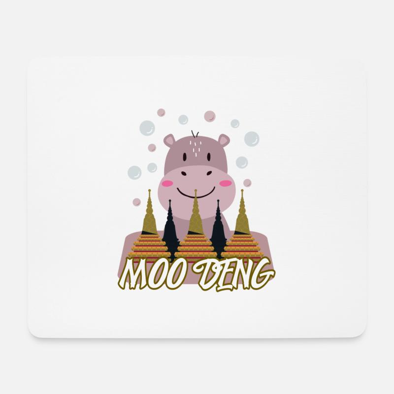 Moo Deng süsses Nilpferd baby tier - Mousepad (Querformat) - Weiß