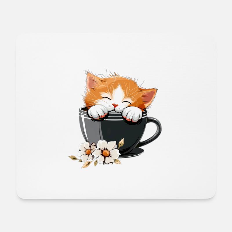Katze - Mousepad (Querformat) - Weiß