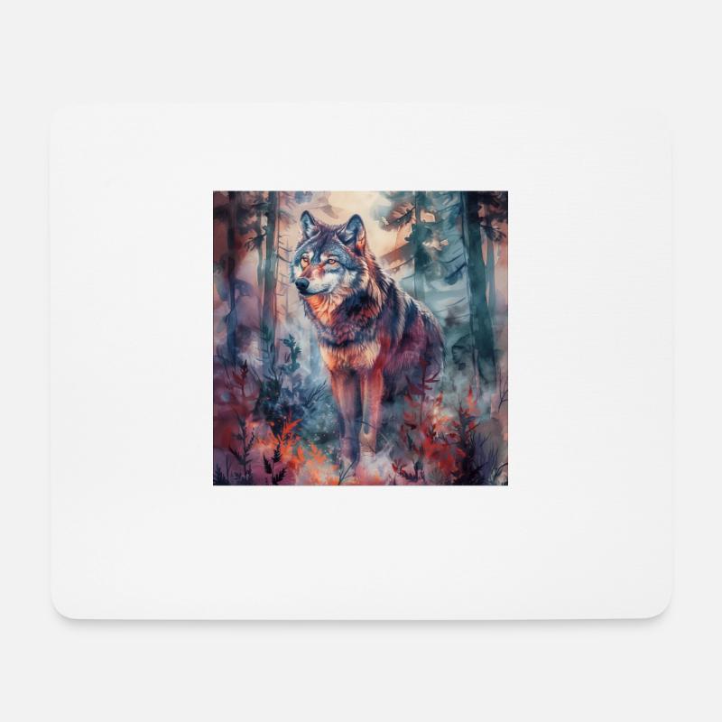Wolf - Mousepad (Querformat) - Weiß