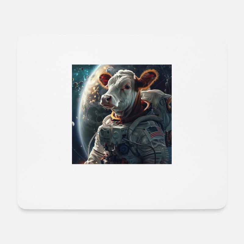 Kuh - Mousepad (Querformat) - Weiß