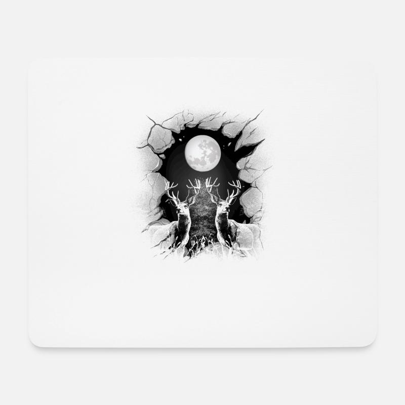 Hirsch Hirsche Waldtiere mystisch Rehbock Rehkitz - Mousepad (Querformat) - Weiß
