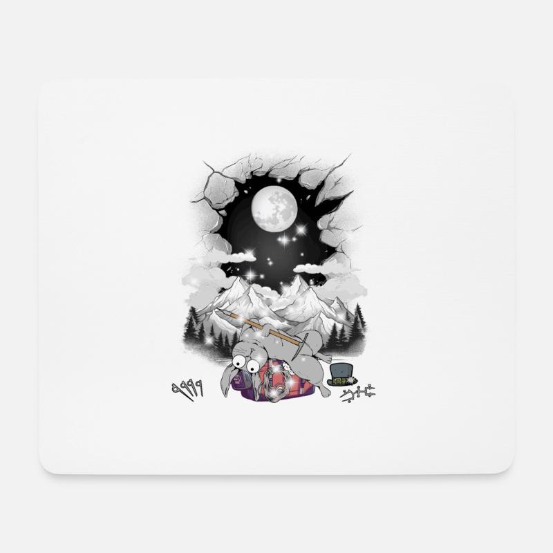 mystisch Bergsteiger bergsteigen Urlaub Hase Berge - Mousepad (Querformat) - Weiß