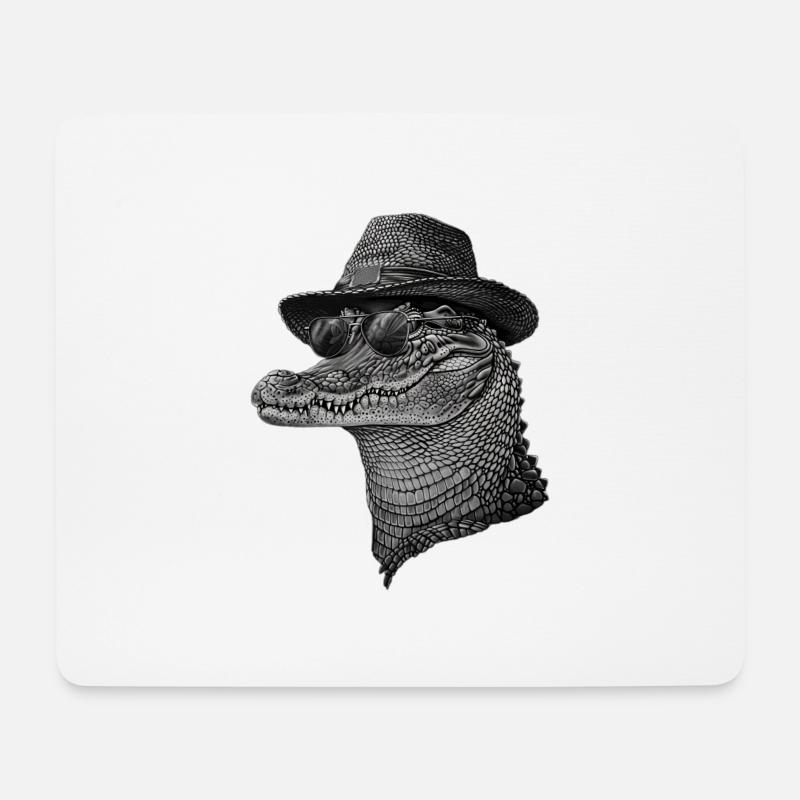 Krokodil - Mousepad (Querformat) - Weiß