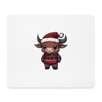Stier Weihnachten Comic - Mousepad (Querformat) - Weiß - Vorne