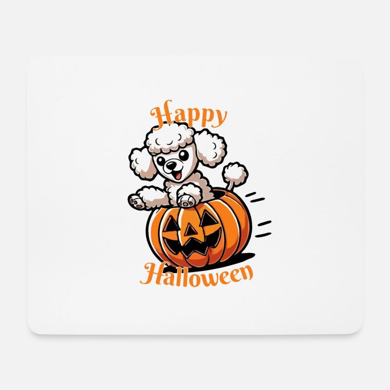 Pudel-Kürbis Happy Halloween Goldendoodle - Mousepad (Querformat) - Weiß