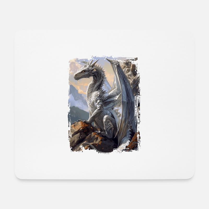 Drachen - Mousepad (Querformat) - Weiß