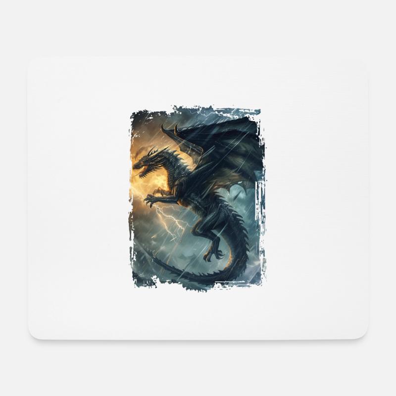 Drachen - Mousepad (Querformat) - Weiß