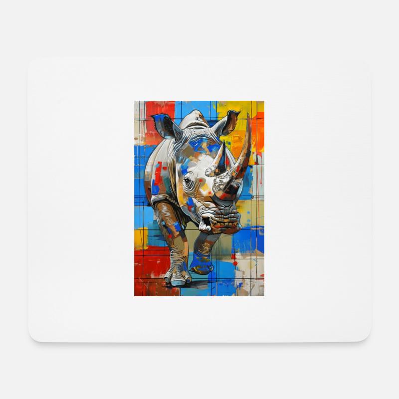 Rhinocéros - Tapis de souris (format paysage) - blanc