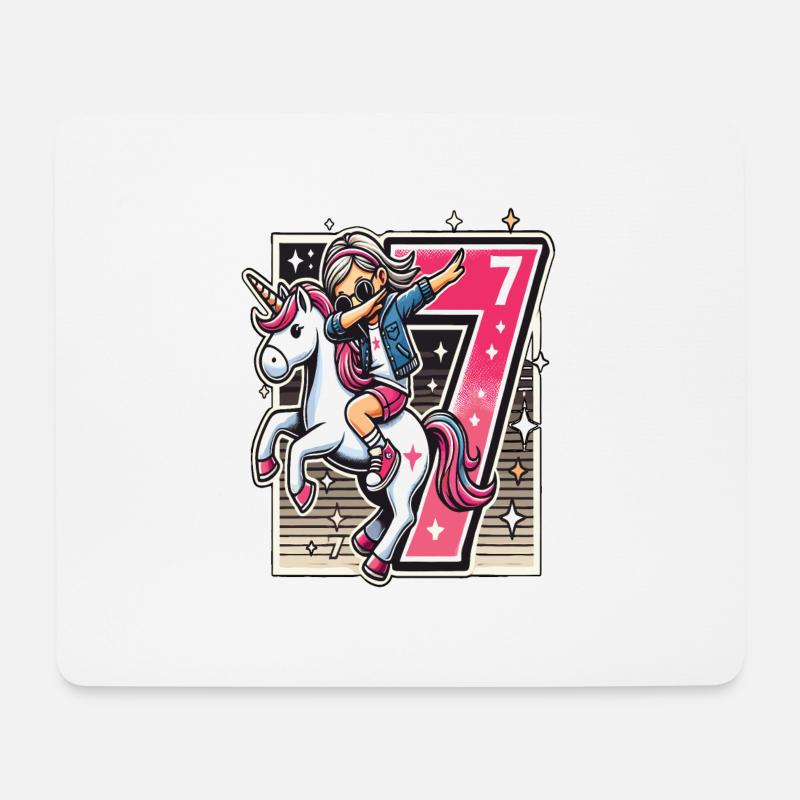 Birthday 7 Years Unicorn Dab - Mouse Pad (horizontal) - white