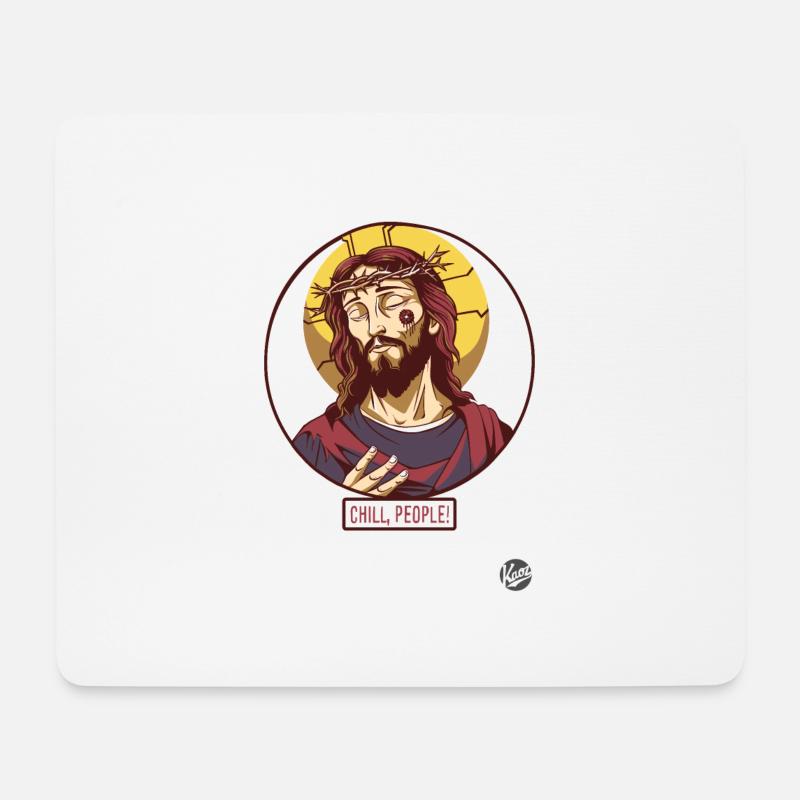Ruhiger Jesus sagt: Entspannt euch, Leute - Mousepad (Querformat) - Weiß