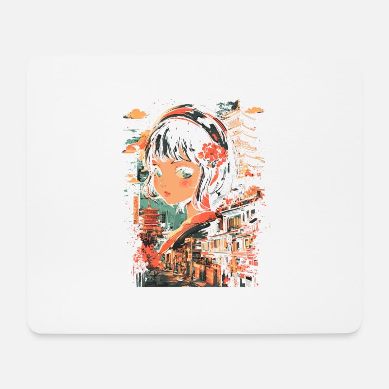 Anime Mädchen Japan - Mousepad (Querformat) - Weiß