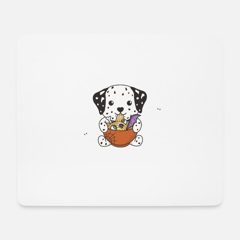 Dalmatiner Happy Halloween Mit Ramen - Mousepad (Querformat) - Weiß