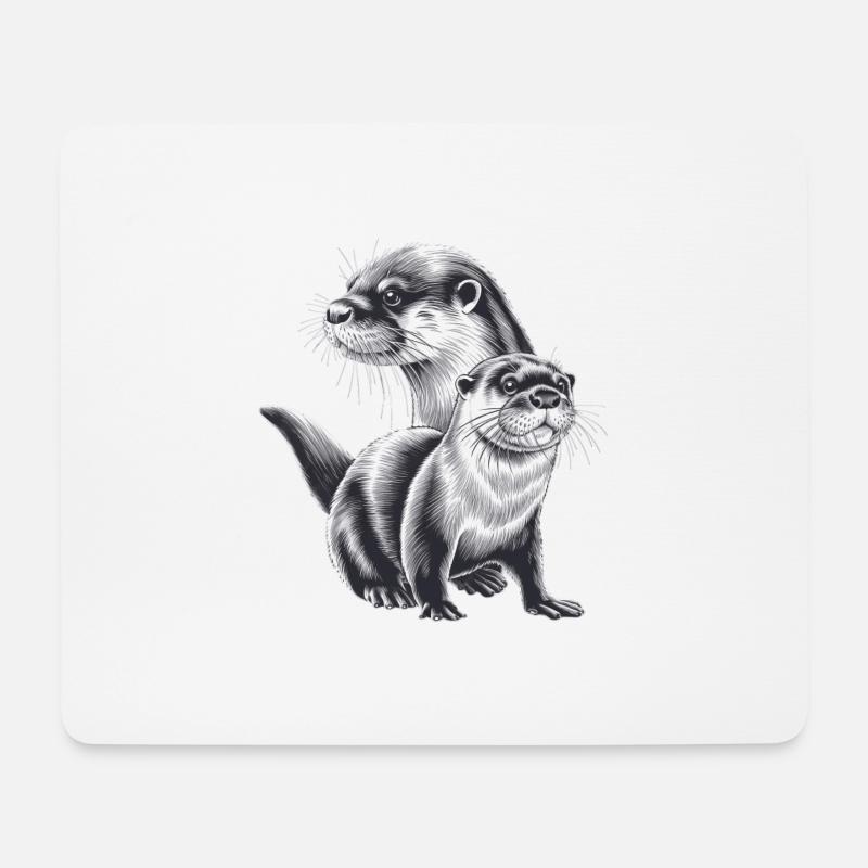 Otter - Mousepad (Querformat) - Weiß