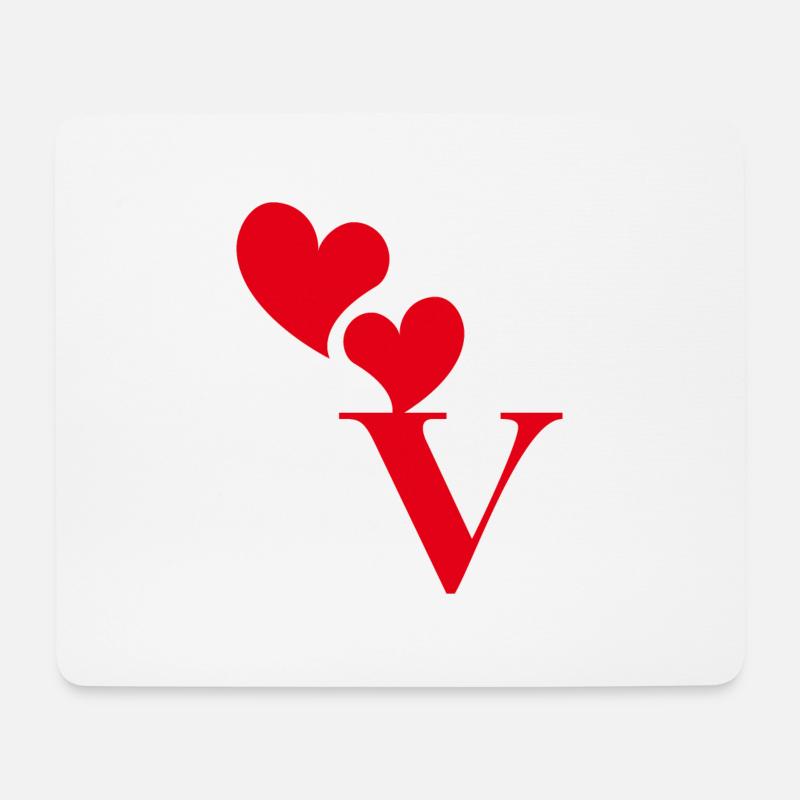 Buchstabe v rotes Herz - Mousepad (Querformat) - Weiß