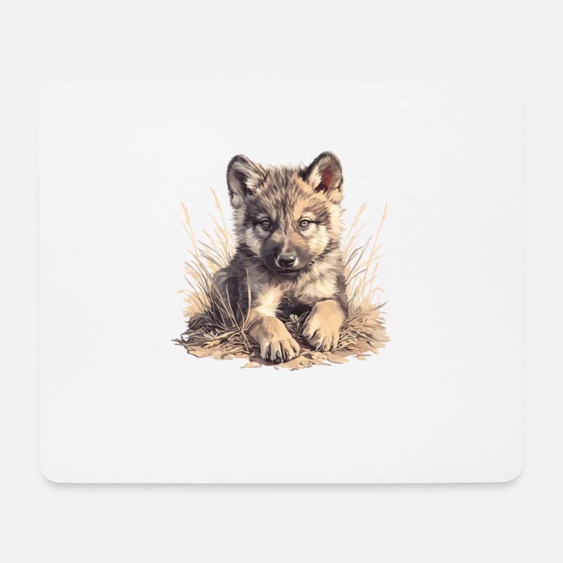 Loups Loup - Tapis de souris (format paysage) - blanc