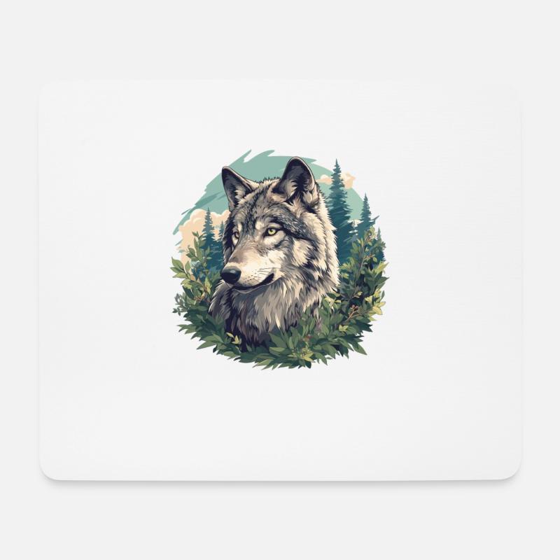 Wölfe Wolf - Mousepad (Querformat) - Weiß