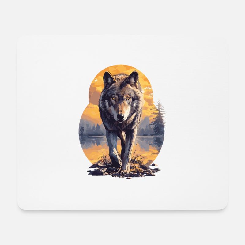 Wölfe Wolf - Mousepad (Querformat) - Weiß
