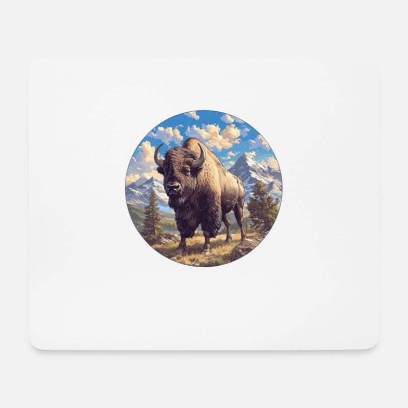 Bisons Bison - Mousepad (Querformat) - Weiß