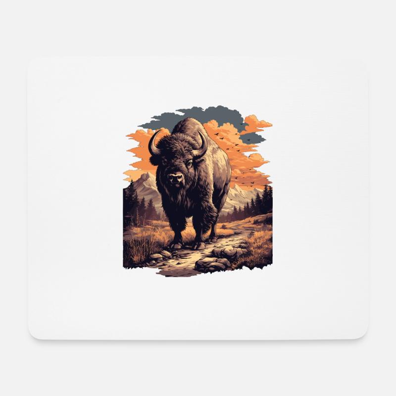 Bisons Bison - Mousepad (Querformat) - Weiß