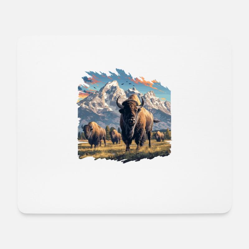 Bisons Bison - Mousepad (Querformat) - Weiß