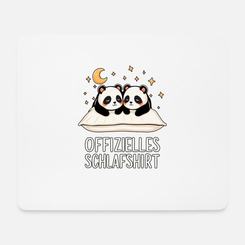 Offizielles Schlafshirt Pandas Panda Paar - Mousepad (Querformat) - Weiß