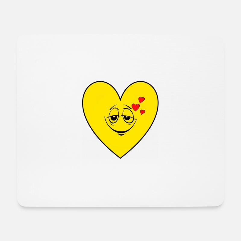 Smiley Herz Glück Happy Freude - Mousepad (Querformat) - Weiß