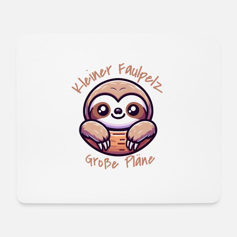 Süßes Faultier Kleiner Faulpelz große Pläne - Mousepad (Querformat) - Weiß