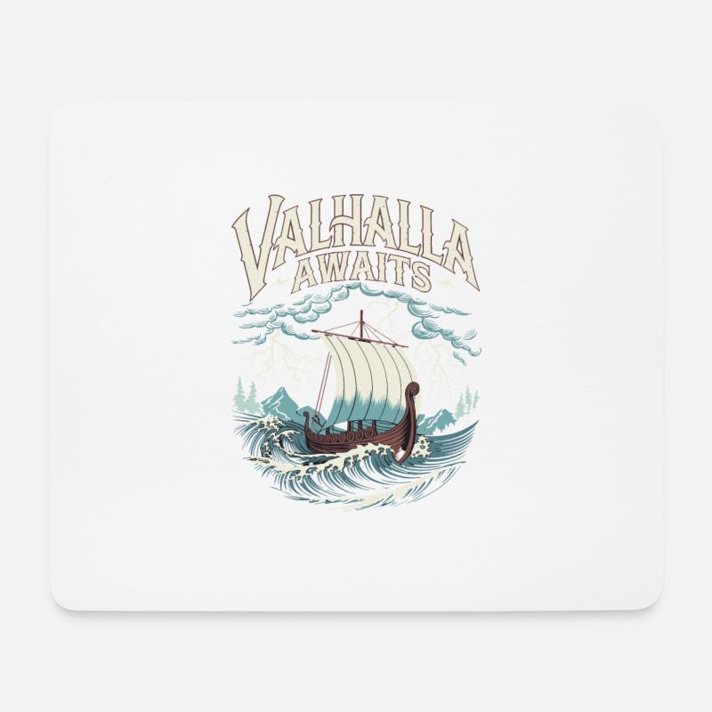 Valhalla Awaits für eine Wikinger Fan - Mousepad (Querformat) - Weiß