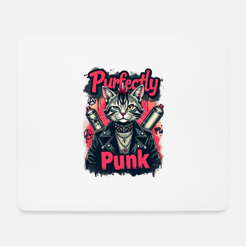 Punk Katze für einen Punker Katzenfreund - Mousepad (Querformat) - Weiß