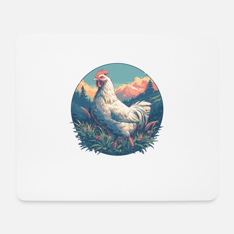 Rooster Hähne Hahn - Mousepad (Querformat) - Weiß