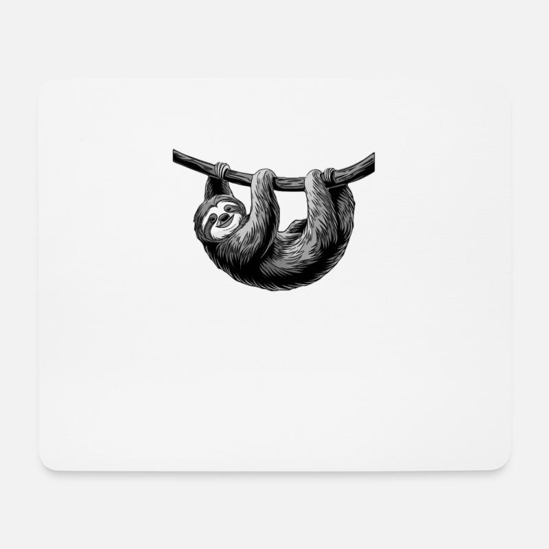 gray sloth art design animal graphic - Mousepad (Querformat) - Weiß