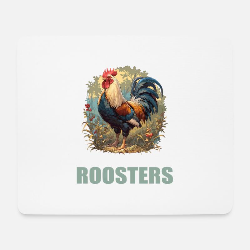 Rooster Hähne Hahn - Mousepad (Querformat) - Weiß