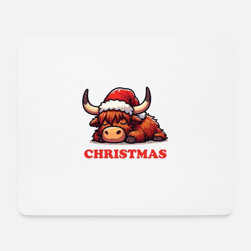 Hochlandrind Weihnachts Schlafanzug Hochlandrinder - Mousepad (Querformat) - Weiß