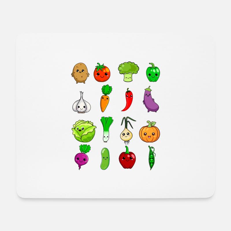 Kawaii Gemüse - Mousepad (Querformat) - Weiß