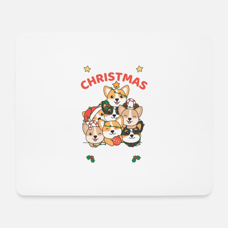 Weihnachten Corgi Weihnachts Schlafanzug - Mousepad (Querformat) - Weiß