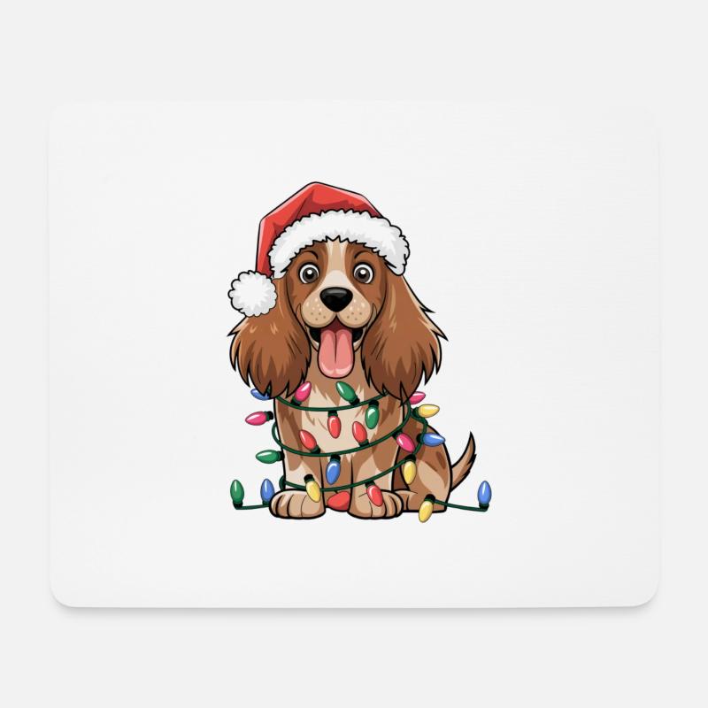 Cocker Spaniel Christmas Lights Xmas Dogs Gifts - Mousepad (Querformat) - Weiß