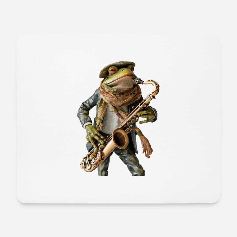 Frosch Saxophon - Mousepad (Querformat) - Weiß
