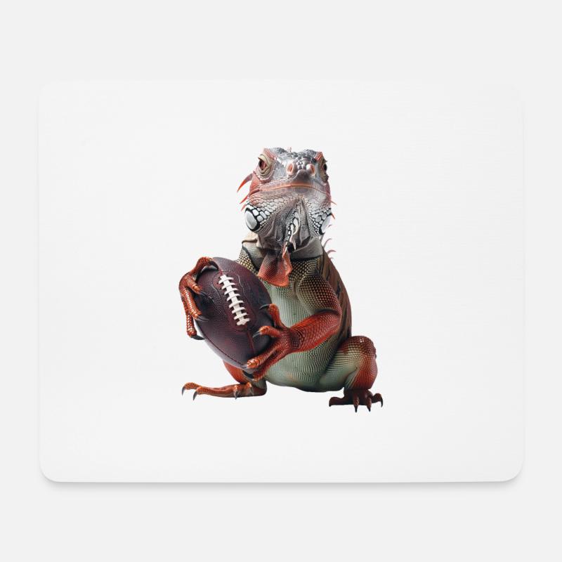 Leguan Fußball - Mousepad (Querformat) - Weiß