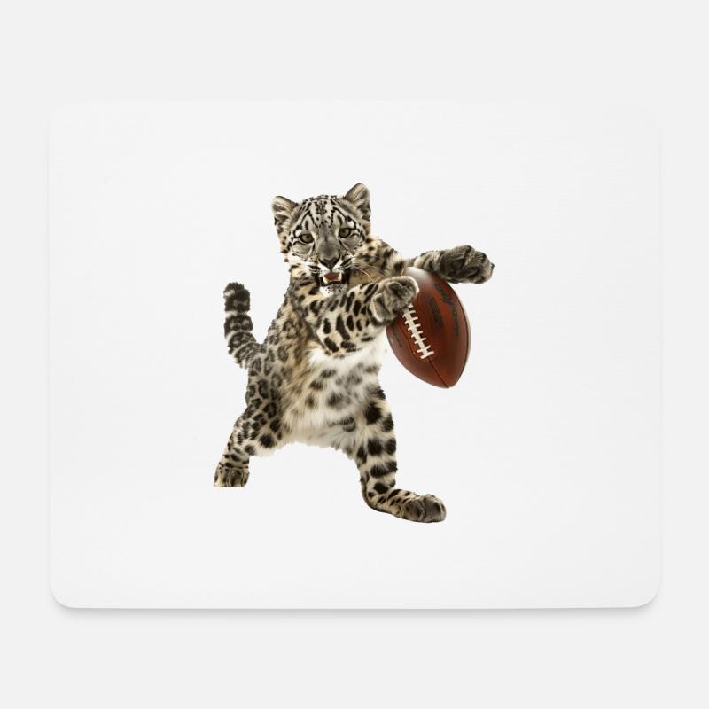 Schneeleoparden Fußball - Mousepad (Querformat) - Weiß
