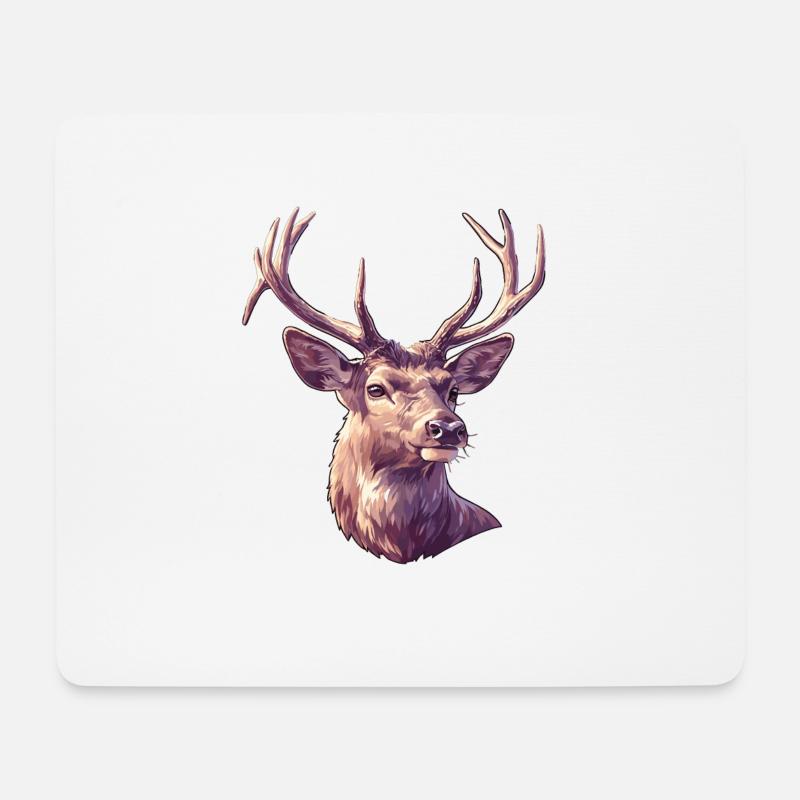 Hirsche Hirsch - Mousepad (Querformat) - Weiß