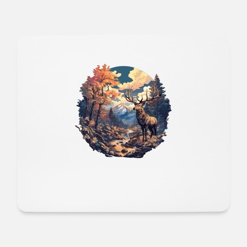 Hirsche Hirsch - Mousepad (Querformat) - Weiß