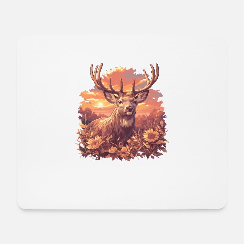 Hirsche Hirsch - Mousepad (Querformat) - Weiß