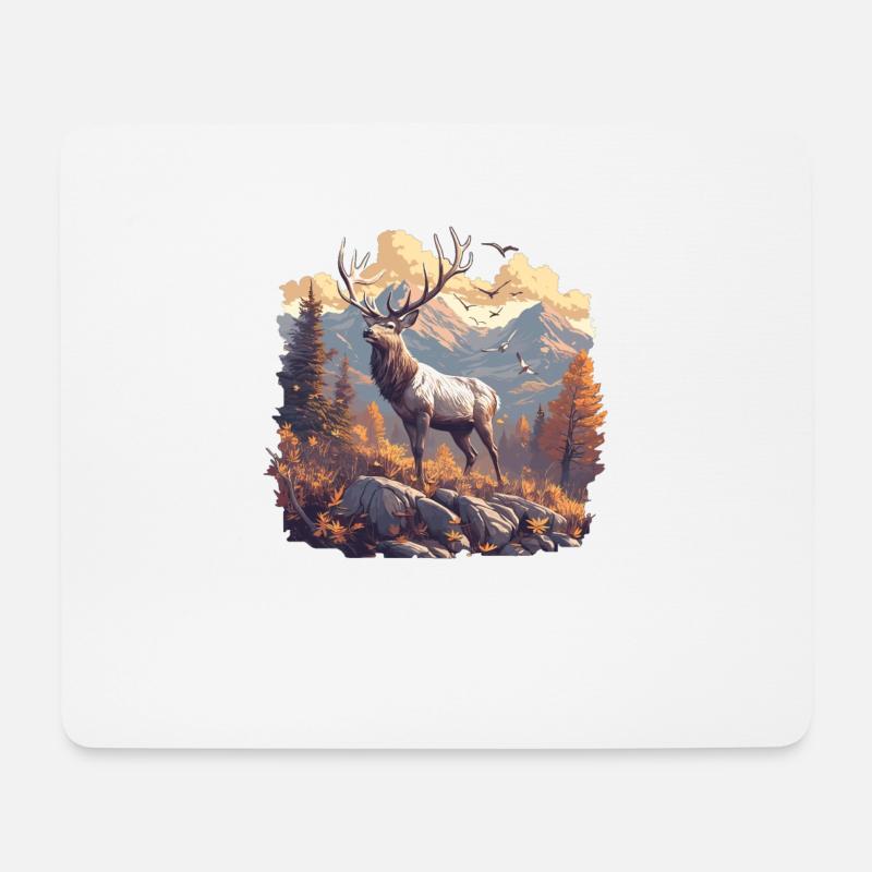 Hirsche Hirsch - Mousepad (Querformat) - Weiß
